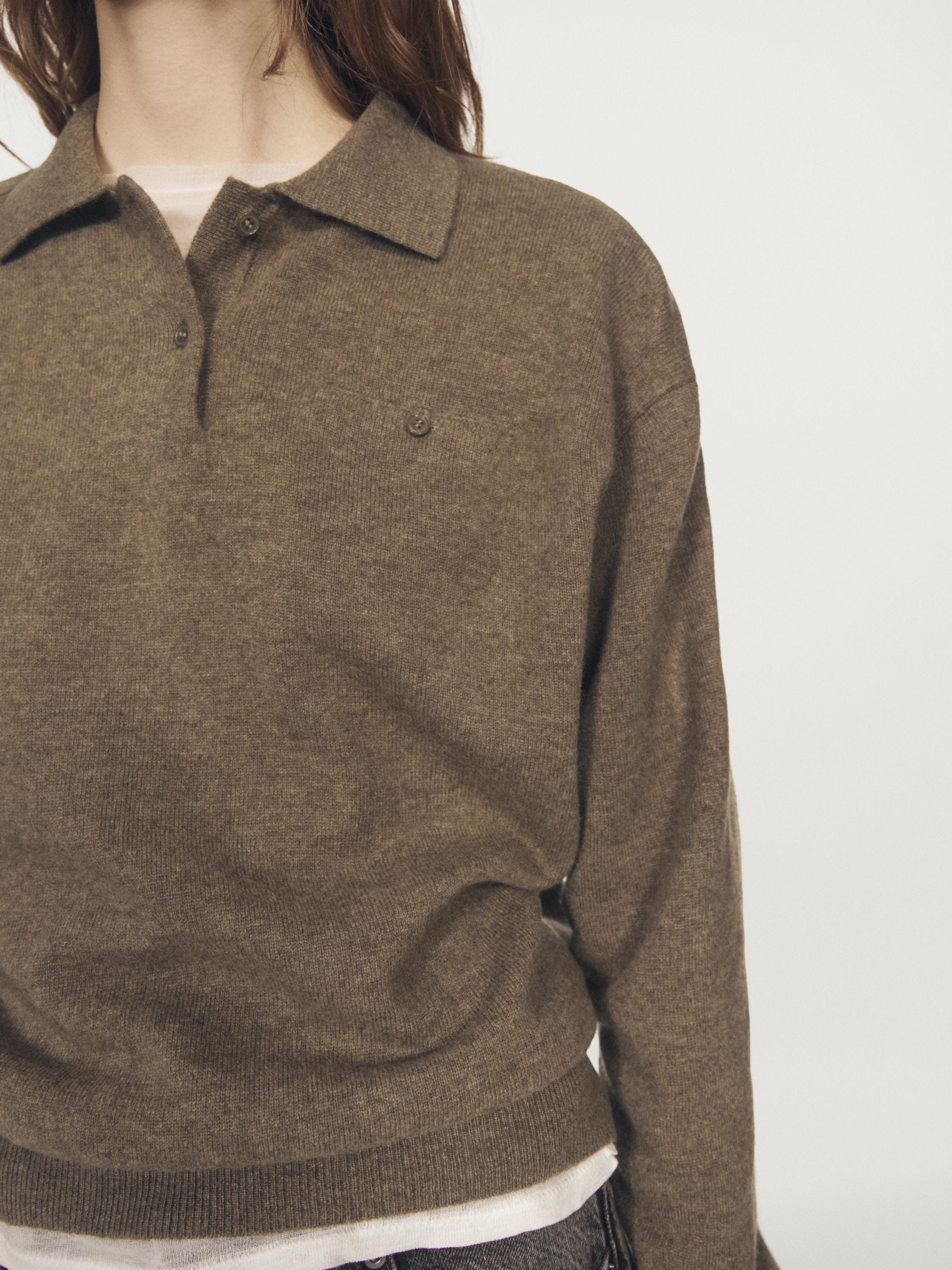 Pull polo en maille avec poche