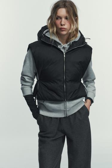 FEATHER AND DOWN GILET WITH TIES - Black by Zara