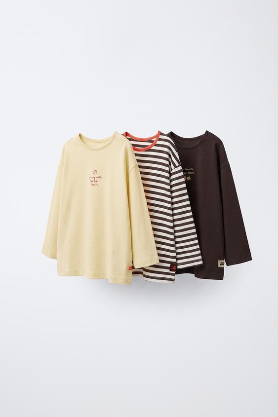 3-PACK OF LABEL T-SHIRTS - brown/white by Zara - Image 0