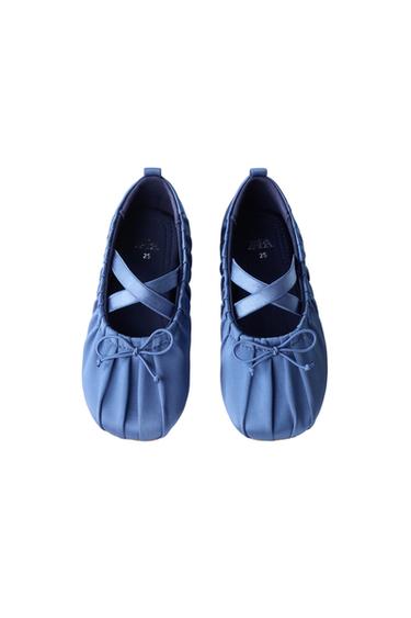 SATIN-EFFECT BALLET FLATS — Blue 2