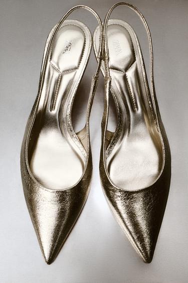 SALTO TIPO MULE COM EFEITO METALIZADO - Ouro da Zara