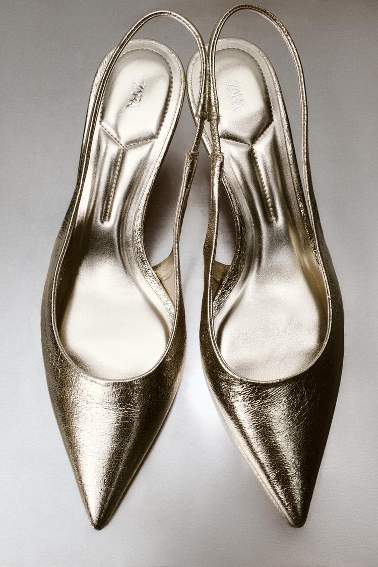 TACÓN DESTALONADO EFECTO METALIZADO Oro ZARA España