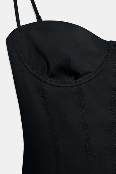 BODY MÉLANGE POLYAMIDE AVEC ENTREDEUX - Noir de Zara - Image 8