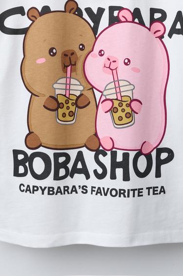 CAPYBARA CAPYFUN © PRINT T-SHIRT - White by Zara - Image 3