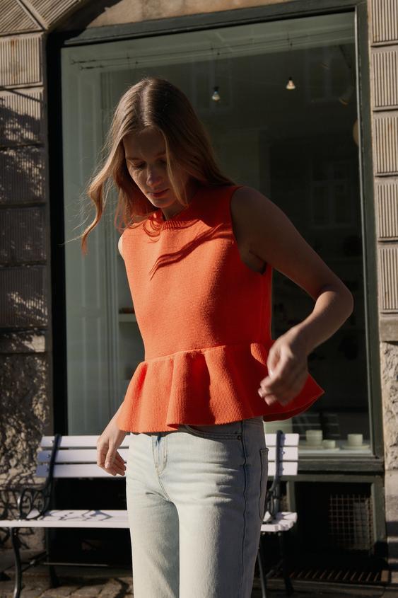Top Zara Camiseta Naranja Zara Ropa Zara Camiseta Naranja Mujer