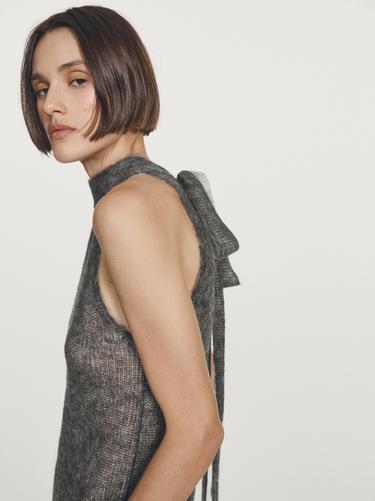 Zara Alpaca and wool knit halterneck top - Anthracite grey - Image 0