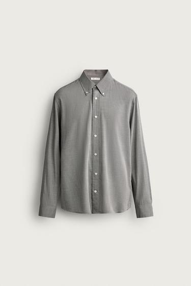 Zara TEXTURED REGULAR FIT SHIRT - Gray