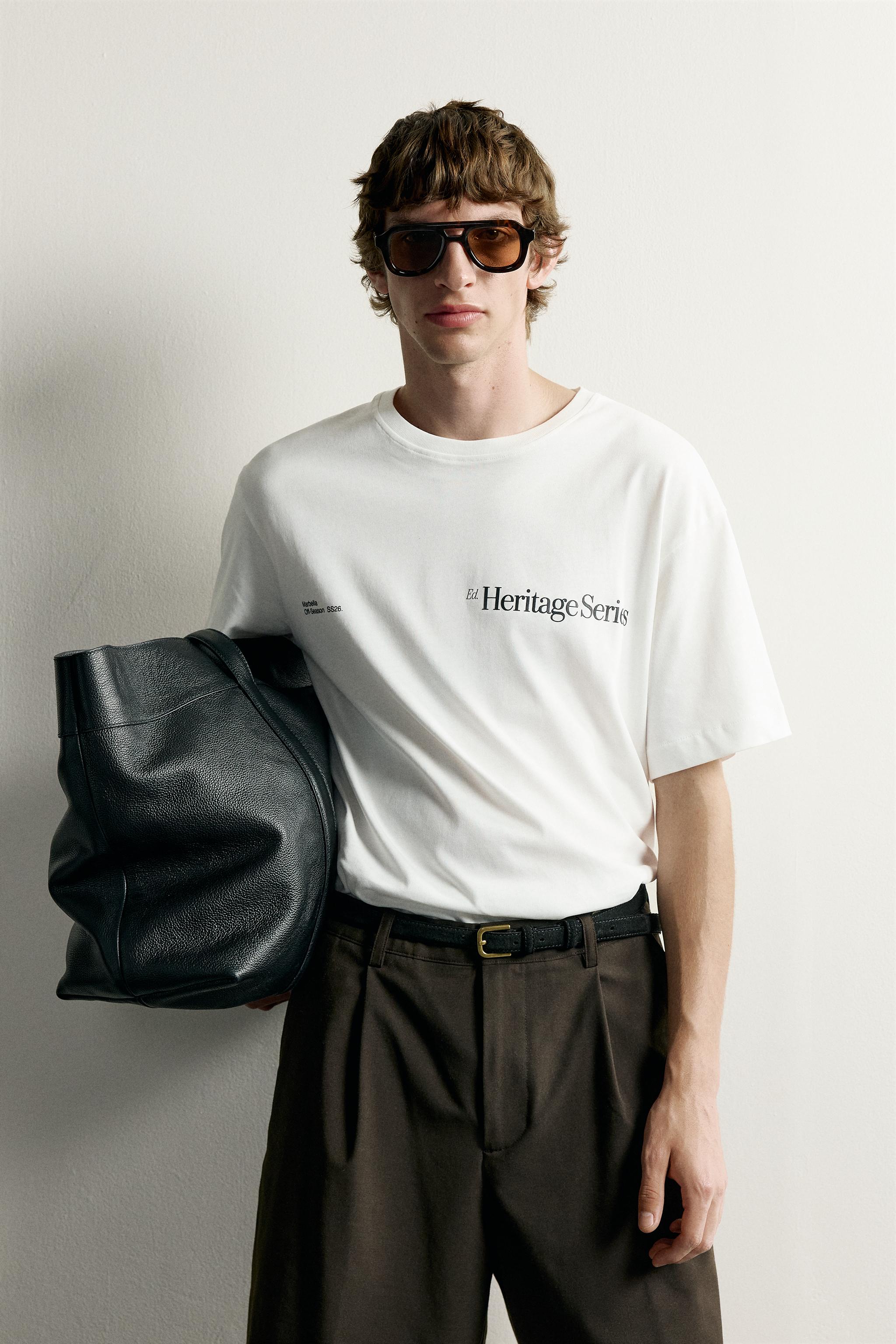 RELAXED FIT CONTRAST PRINT T-SHIRT — White