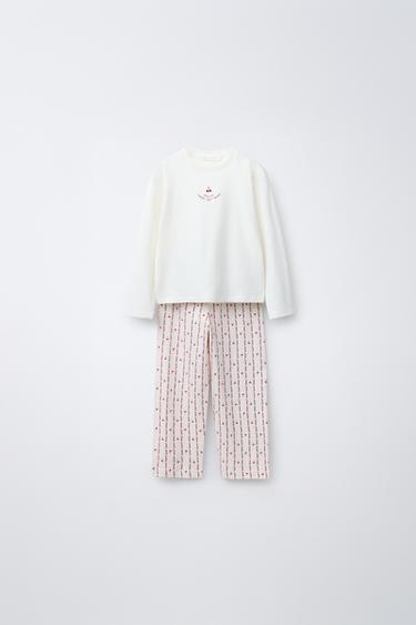 2-6 YEARS/ CHERRY TEXTURE PYJAMAS - Ecru by Zara