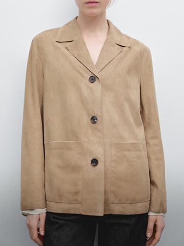 Zara Flowing suede leather blazer - Sand