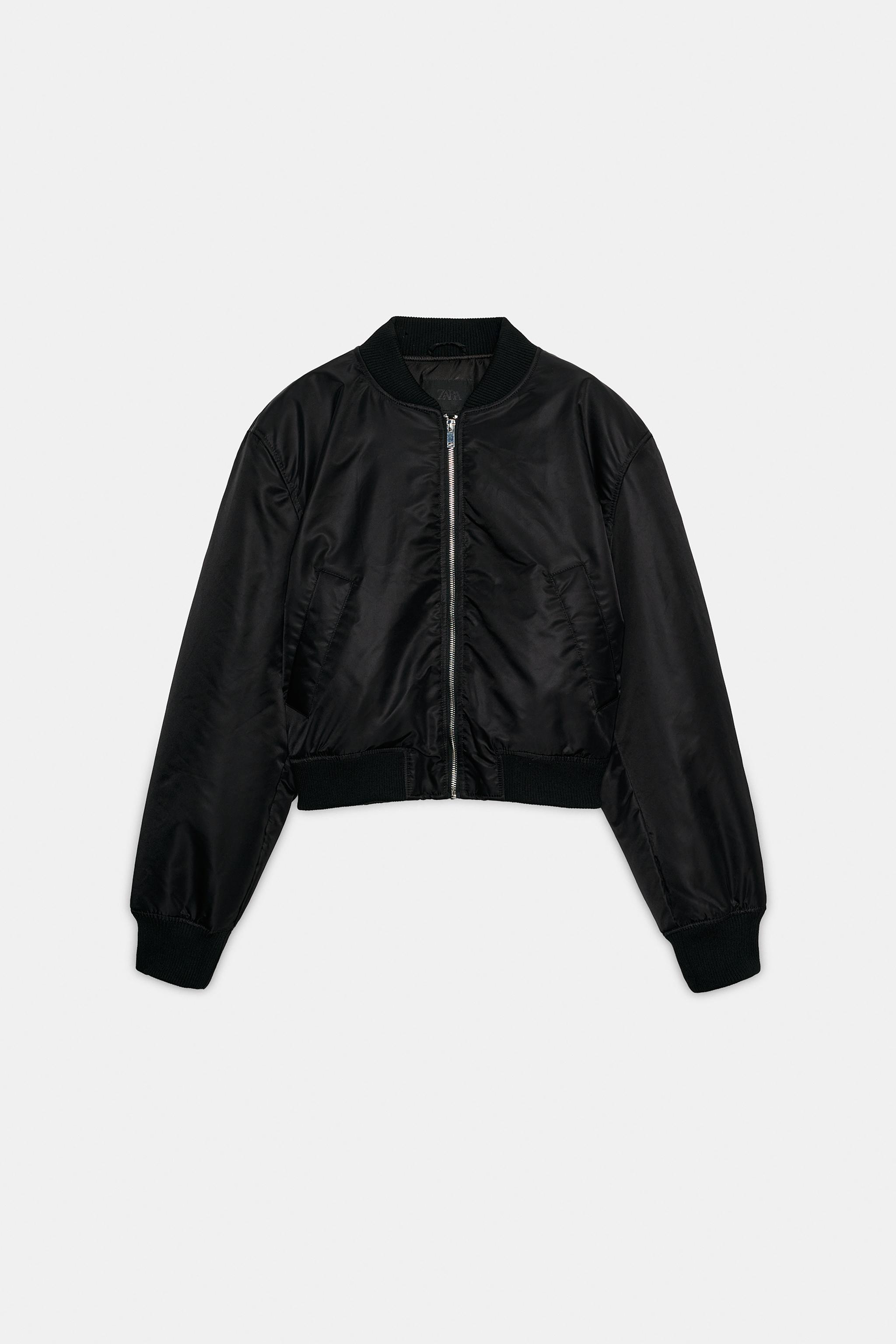 CROPPED BOMBER JACKET WITH SHOULDER PADS