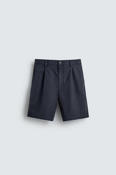 BERMUDASHORTS REGULAR FIT MIT ZIERFALTEN - Marineblau von Zara