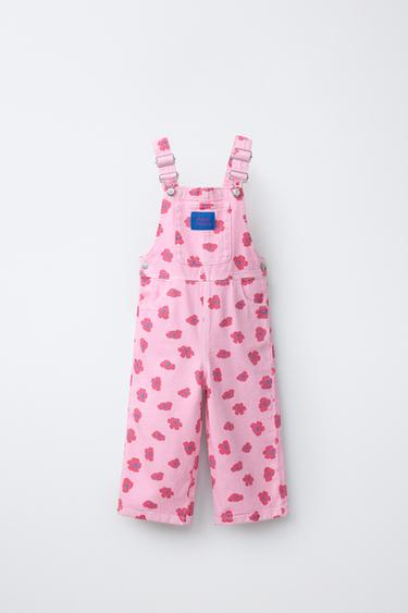 LONG FLORAL TWILL DUNGAREES - Pink by Zara - Image 0