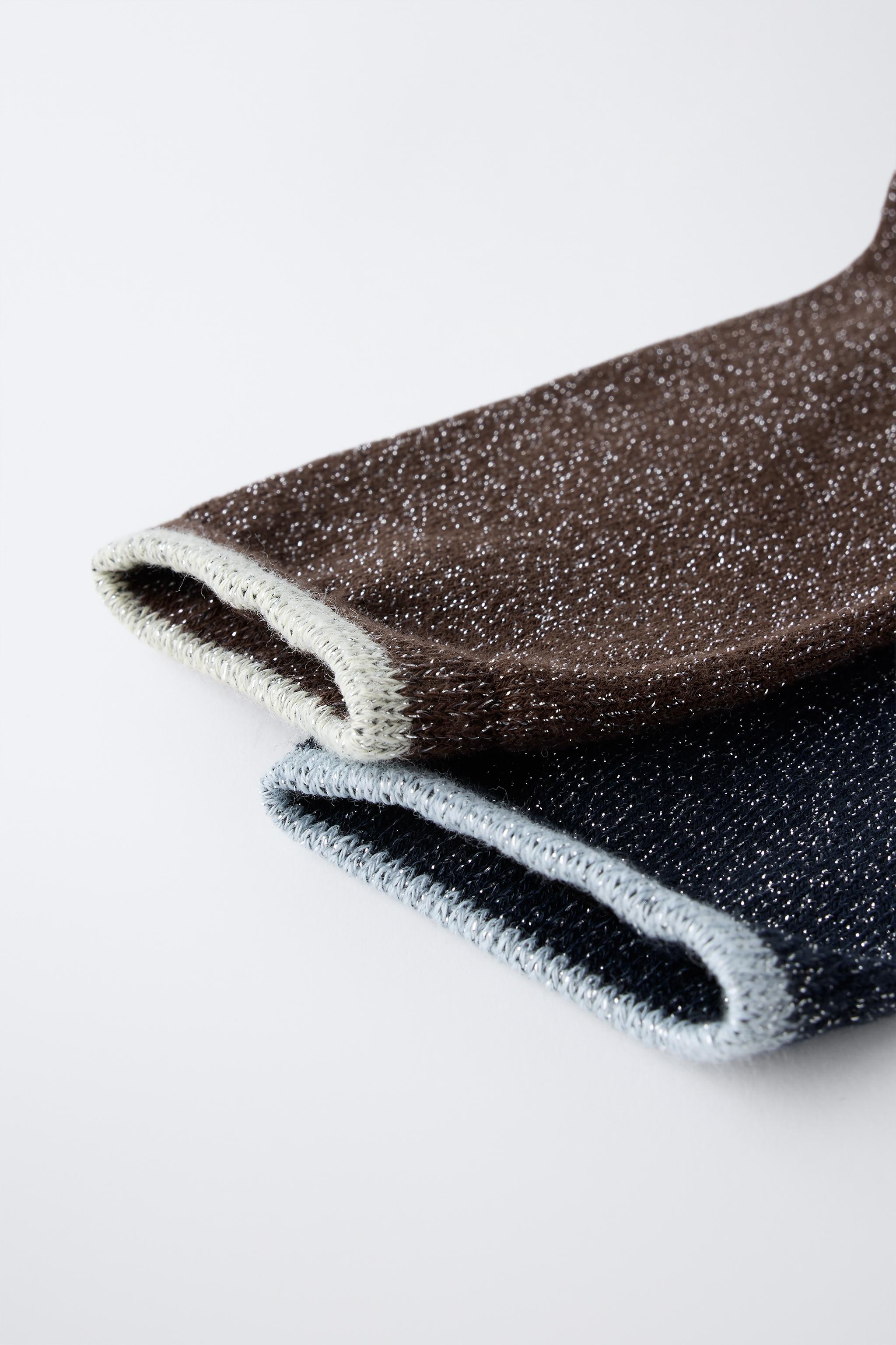 TWO-PACK OF LONG SHINY SOCKS