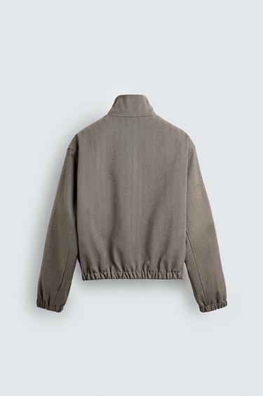 HERRINGBONE TEXTURED CROPPED FIT JACKET - Mink marl by Zara - Image 7