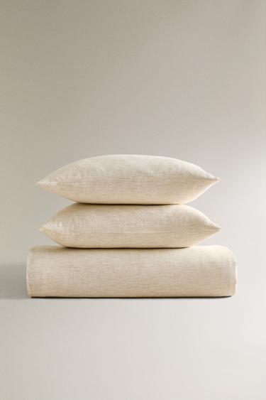 TEXTURED STRIPED DUVET COVER - Oyster-white by Zara