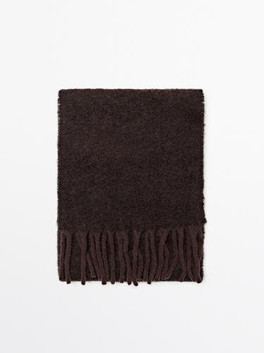 Écharpe à franges laine et alpaga - Marron de Zara