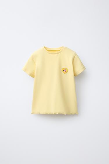 RIB T-SHIRT WITH PATCH - Yellow by Zara