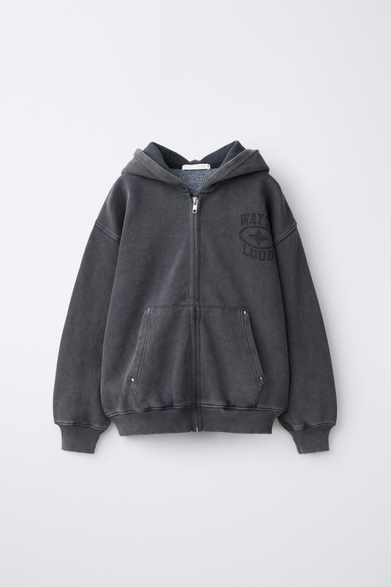 Zara WASHED EFFECT HOODIE - Dark anthracite - Image 0