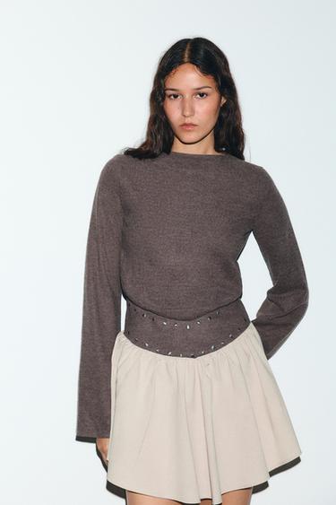 CONTRAST DRESS WITH STUDS - Mink marl by Zara