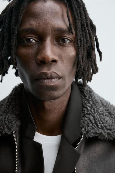 DOUBLE-FACED LEATHER EFFECT JACKET - Anthracite Grey by Zara