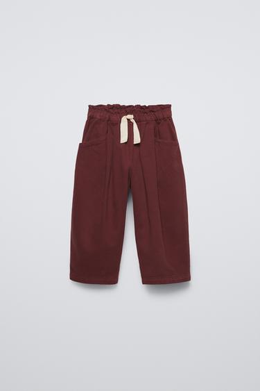 BALLOON FIT TROUSERS WITH DARTS - Maroon by Zara - Image 0