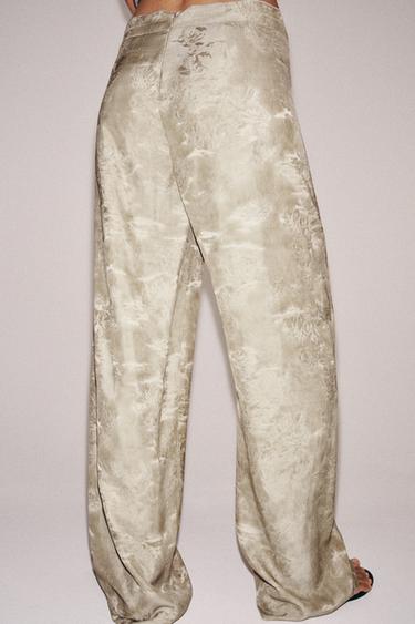 PANTALON JACQUARD À JAMBES LARGES ZW COLLECTION - Beige de Zara - Image 2