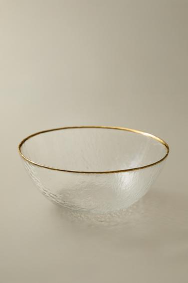 RAISED GLASS BOWL WITH GOLD RIM - Прозорий Zara