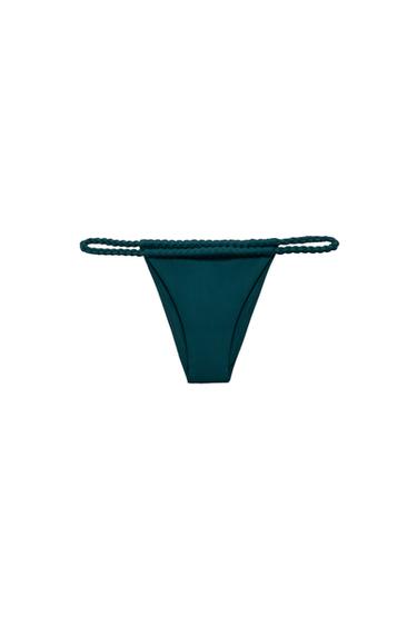 BRAIDED BIKINI BOTTOMS - Green by Zara