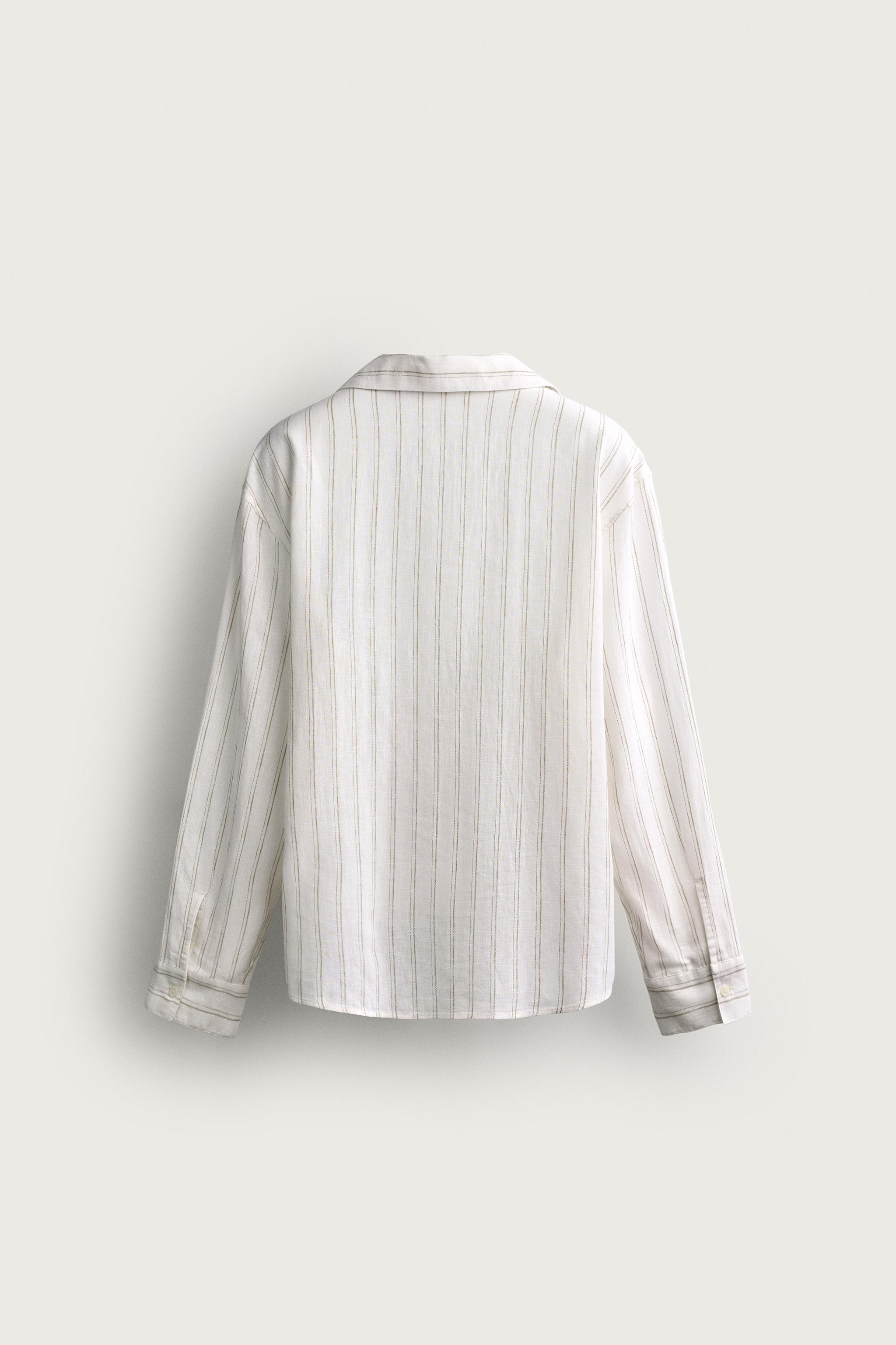 STRIPED COTTON-LINEN POLO SHIRT