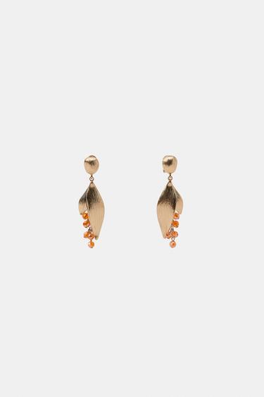 Zara BEADED FLOWER EARRINGS - Golden
