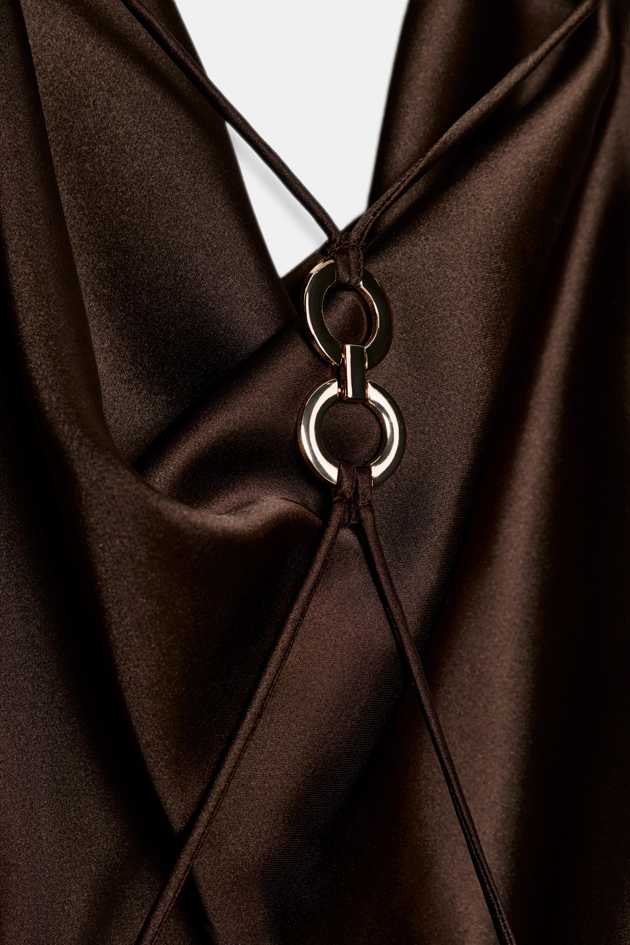 zara brown satin dress Brown Maxi Dress from ZARA for Elegant Summer Style