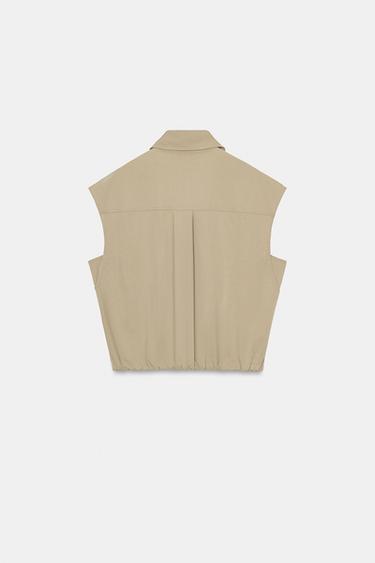 COLLARED TOP - Mid-camel by Zara - Image 8