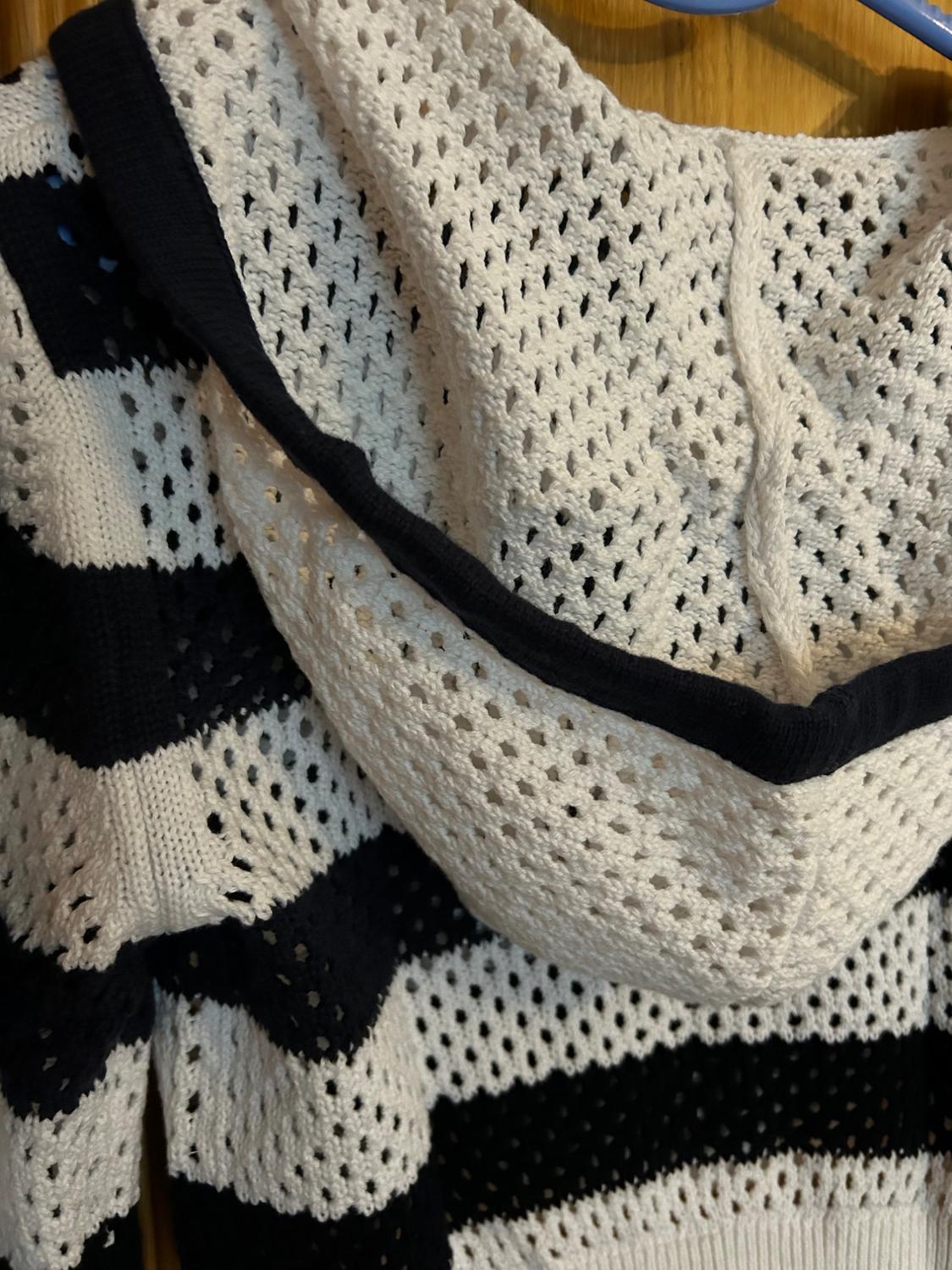 STRIPED POINTELLE KNIT TOP - Image 4