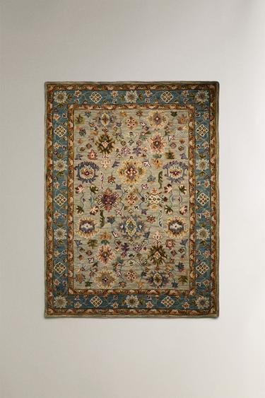 WOOL SYMMETRICAL FLORAL PRINT RUG - Multicoloured by Zara - Image 2