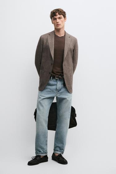 Zara Tailored fit marl linen blazer - Beige marl