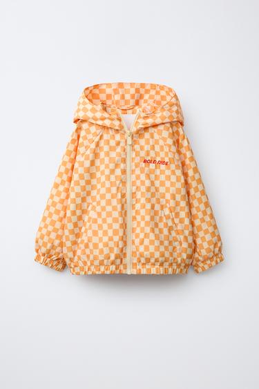 ÁO MƯA NHẸ HỌA TIẾT KẺ CARO - Màu cam từ Zara