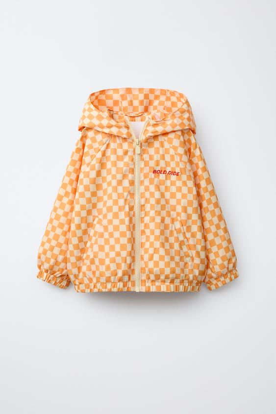 CHUBASQUERO LIGERO CUADRO DAMERO - Naranja de Zara - Imagen 0
