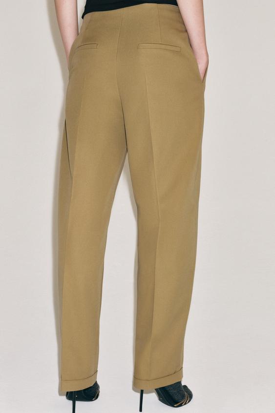 PANTALON TAILLE HAUTE PLIS ZW COLLECTION - Marron clair de Zara - Image 2