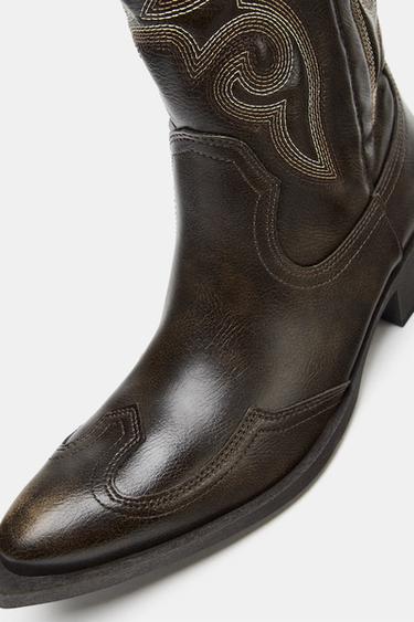 BOTTES COW-BOY - Marron de Zara - Image 5