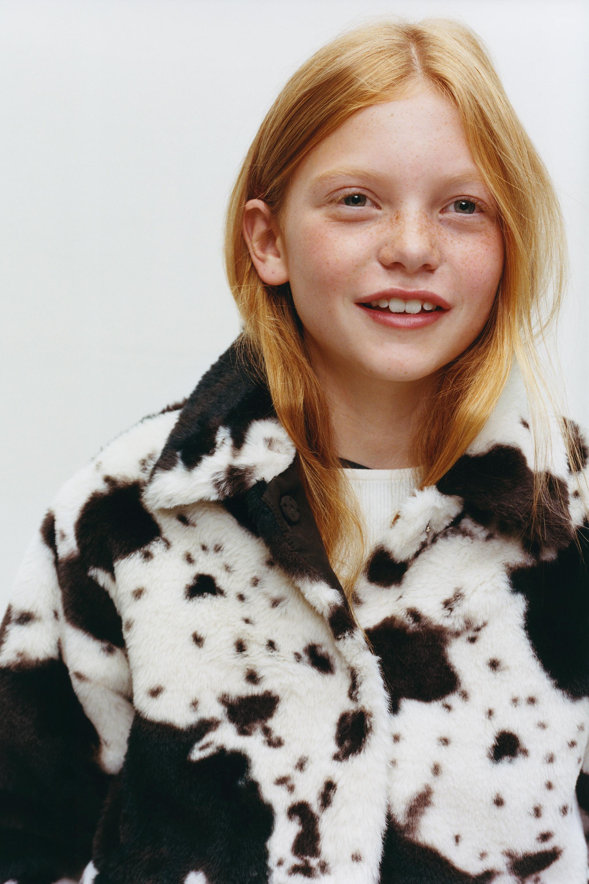 COW PRINT FAUX FUR JACKET