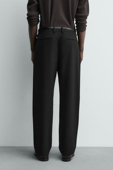 PANTALON AVEC LAINE À PLIS - Noir de Zara - Image 2