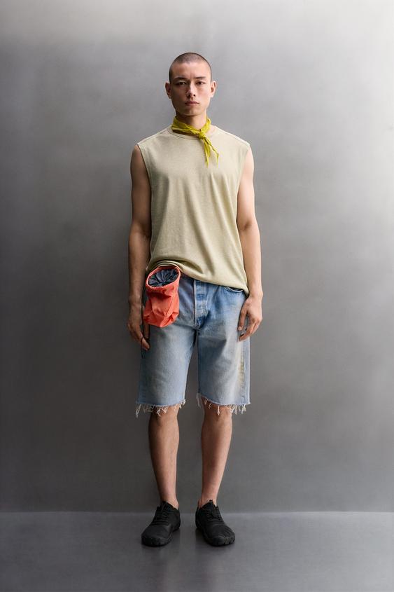T-SHIRT TANK LEVE LINHO - ALGODÃO - verde lavado da Zara - Imagem 0
