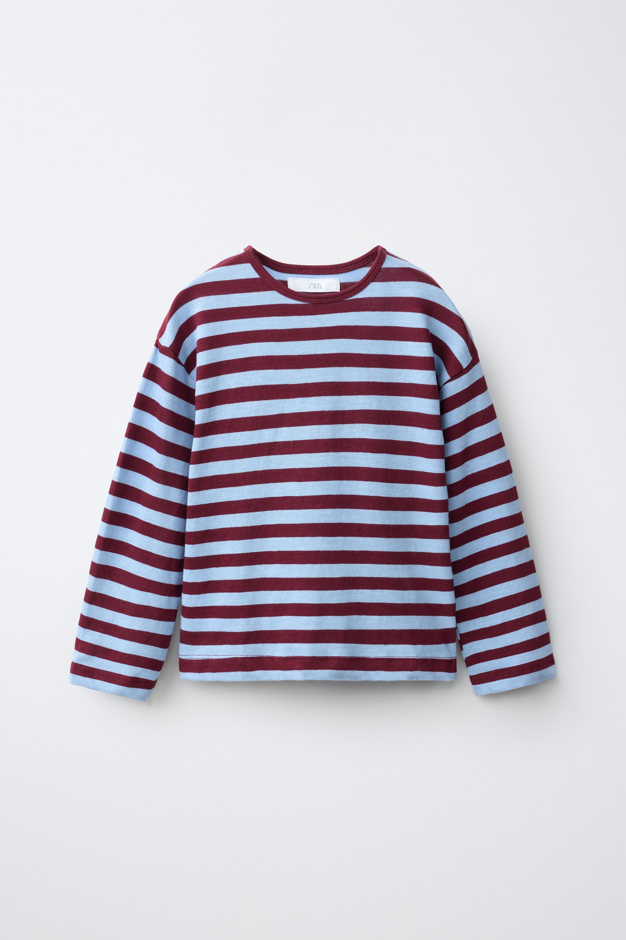SOFT STRIPED T-SHIRT — Brown