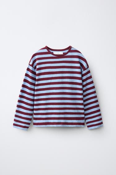 T-SHIRT SOFT À RAYURES - Marron de Zara