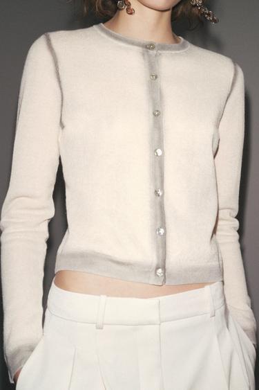 OMBRE PRINT KNIT CARDIGAN - Ecru by Zara - Image 4