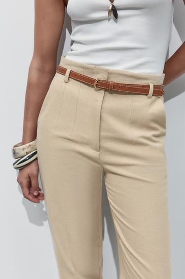 RUSTIC TROUSERS WITH BELT - Sand by Zara - Image 1