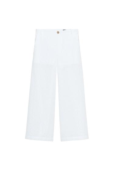 CULOTTE TROUSERS WITH CUTWORK EMBROIDERY