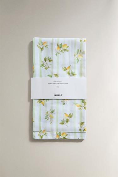 PACK OF COTTON LEMON TEA TOWELS (PACK OF 2) - Green by Zara - Image 3