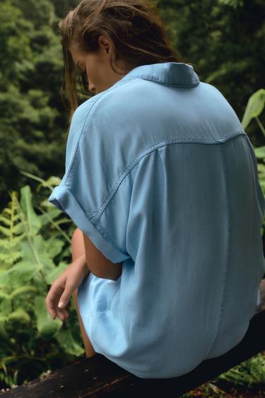 FLOWING JUMPSUIT WITH POCKETS - Light blue by Zara - Image 2